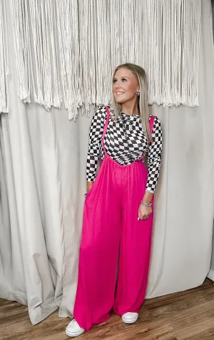 Hot Pink Emerson Suspender Jumpsuit