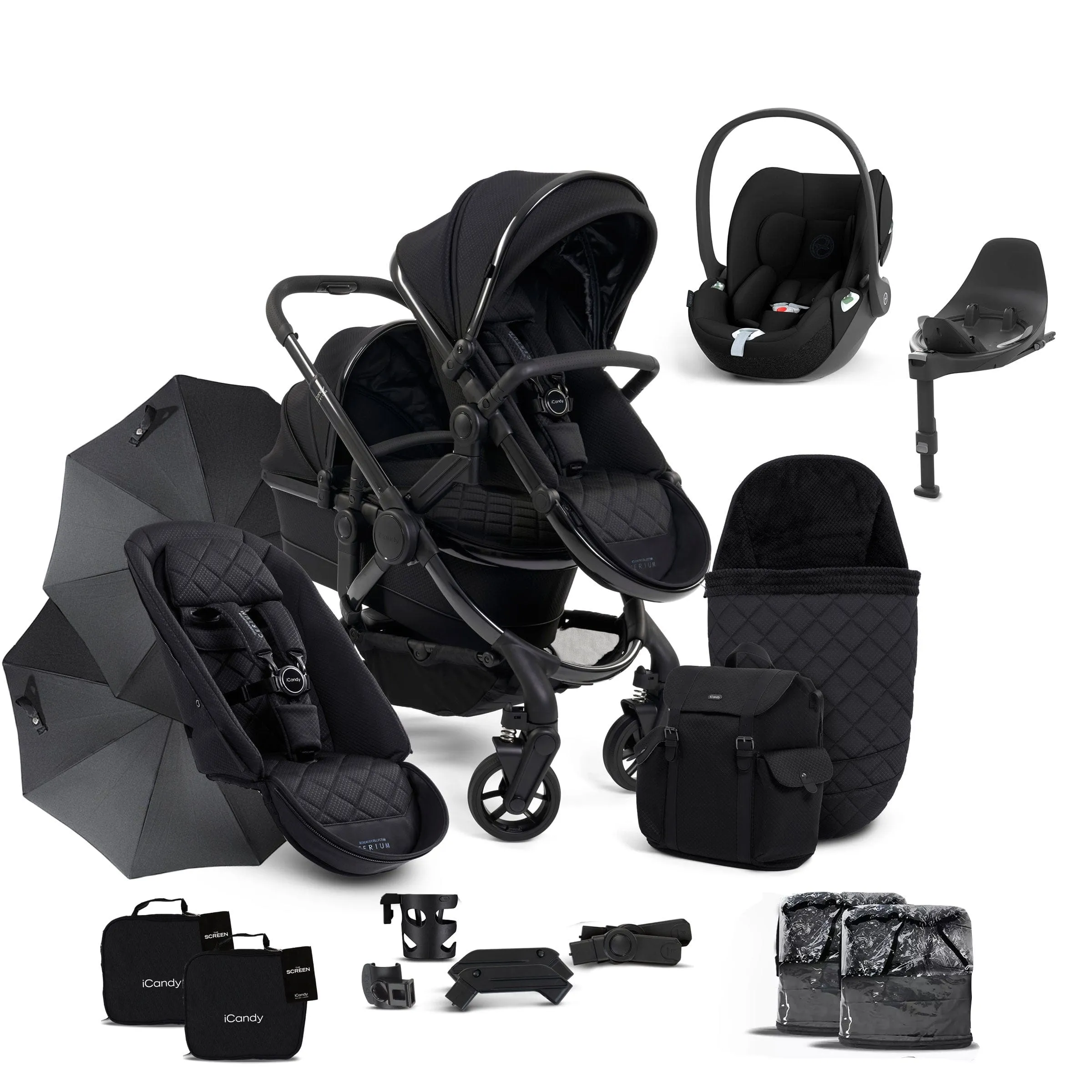 iCandy Peach 7 Cerium Double Complete Cybex Bundle in Black