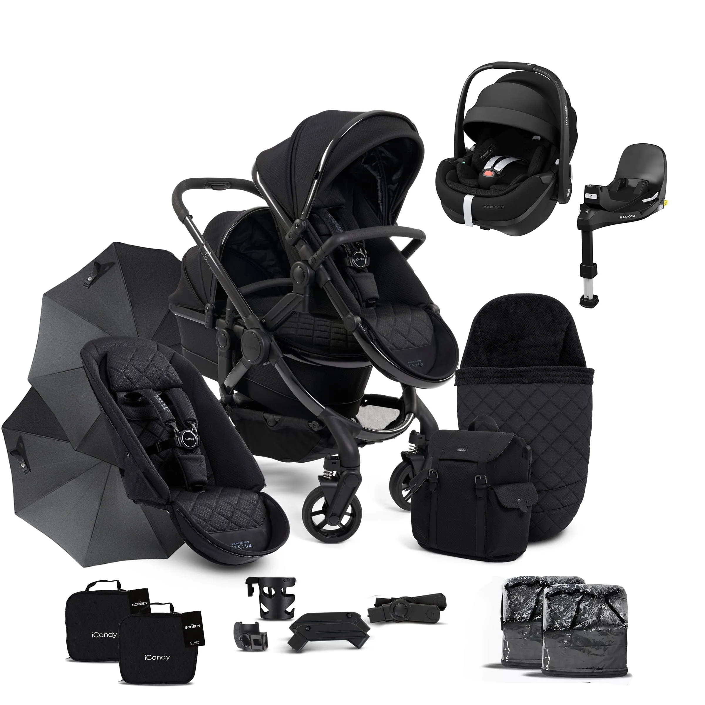 iCandy Peach 7 Cerium Double Complete Maxi-Cosi Bundle in Black