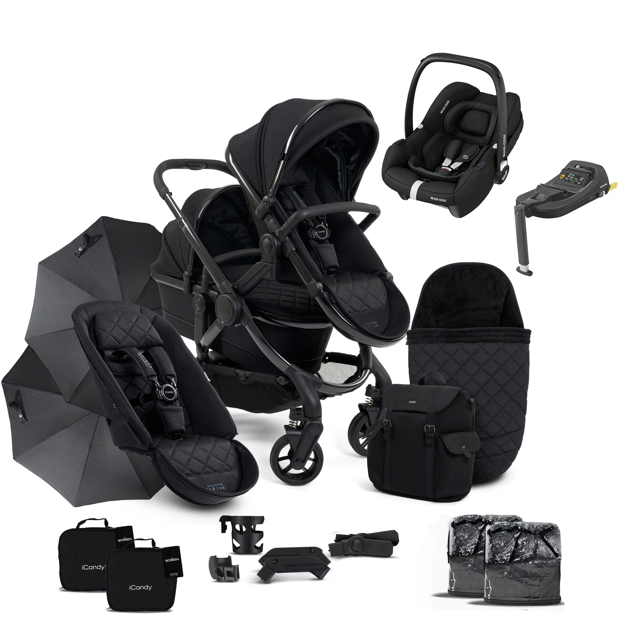 iCandy Peach 7 Cerium Double Complete Maxi-Cosi Bundle in Black