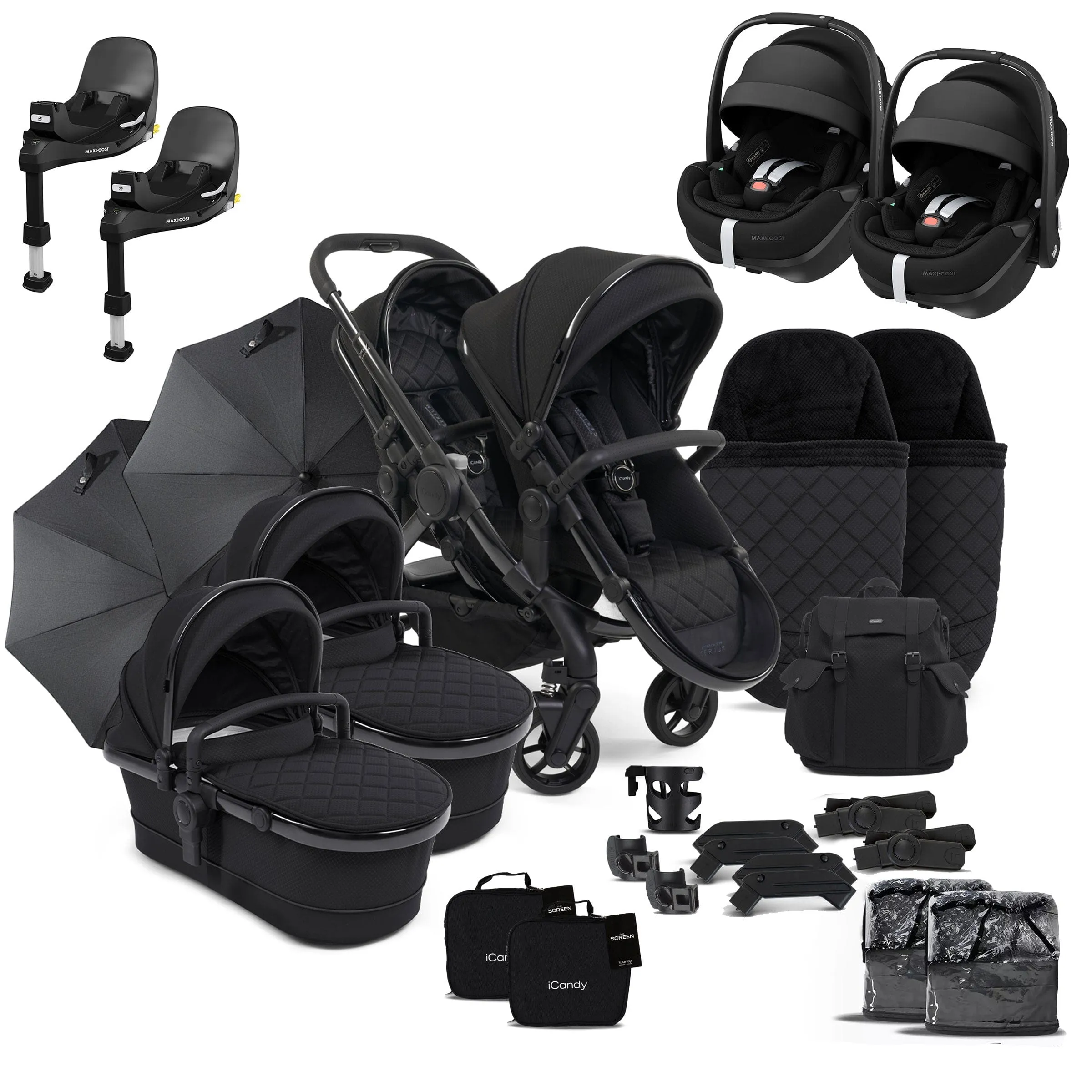 iCandy Peach 7 Cerium Twin Maxi-Cosi Combo Bundle in Black