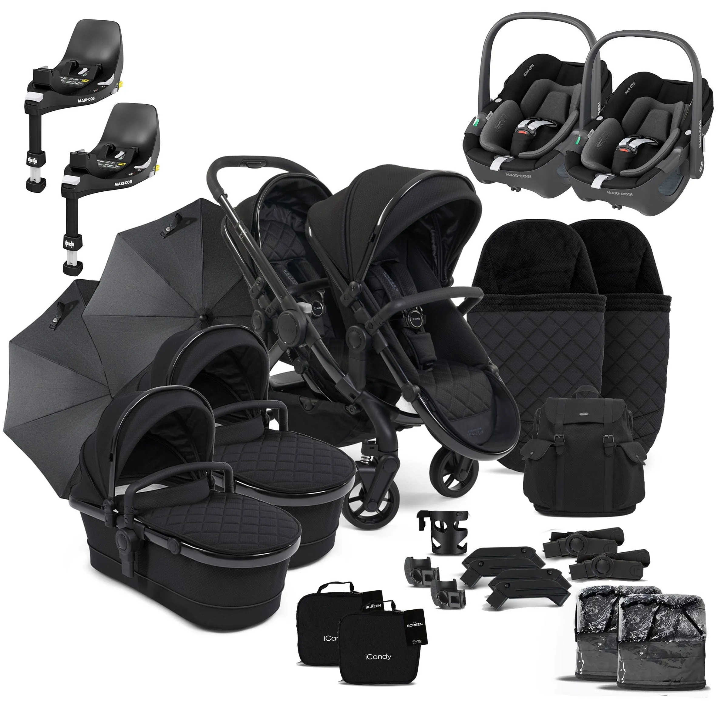 iCandy Peach 7 Cerium Twin Maxi-Cosi Combo Bundle in Black