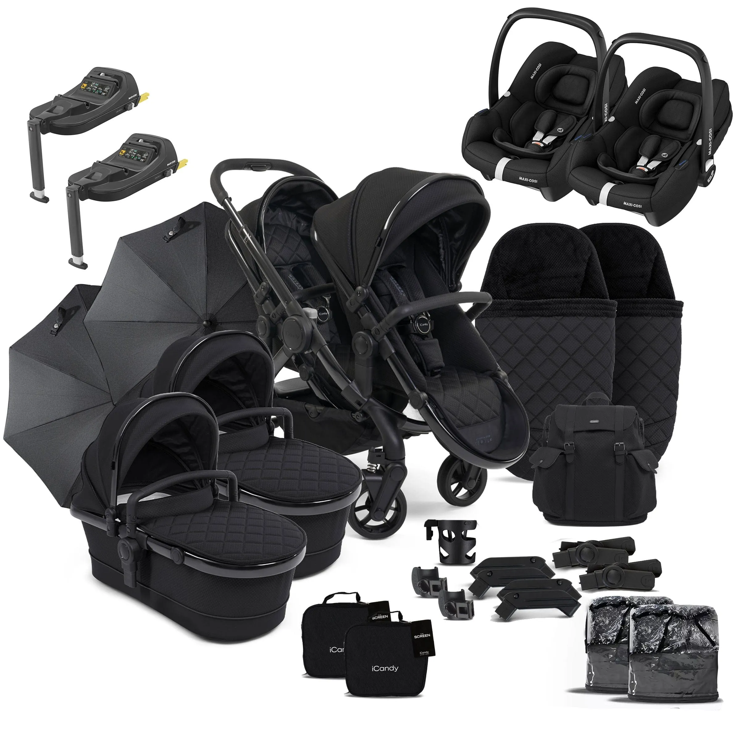 iCandy Peach 7 Cerium Twin Maxi-Cosi Combo Bundle in Black