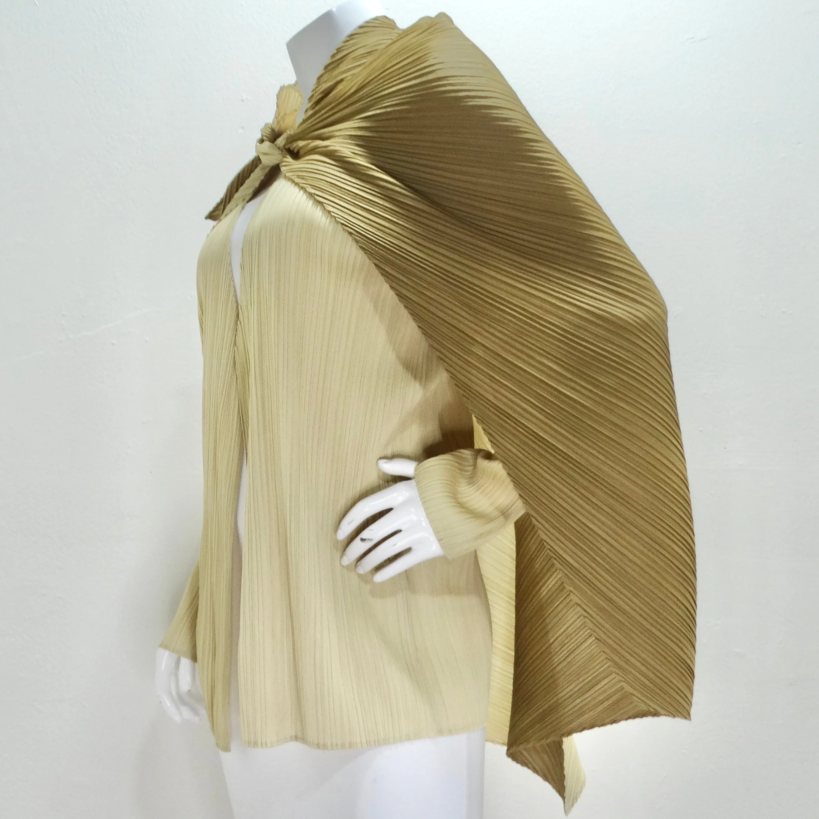 Issey Miyake 90s Pleats Please Cardigan and Shawl Set Neutral Brown