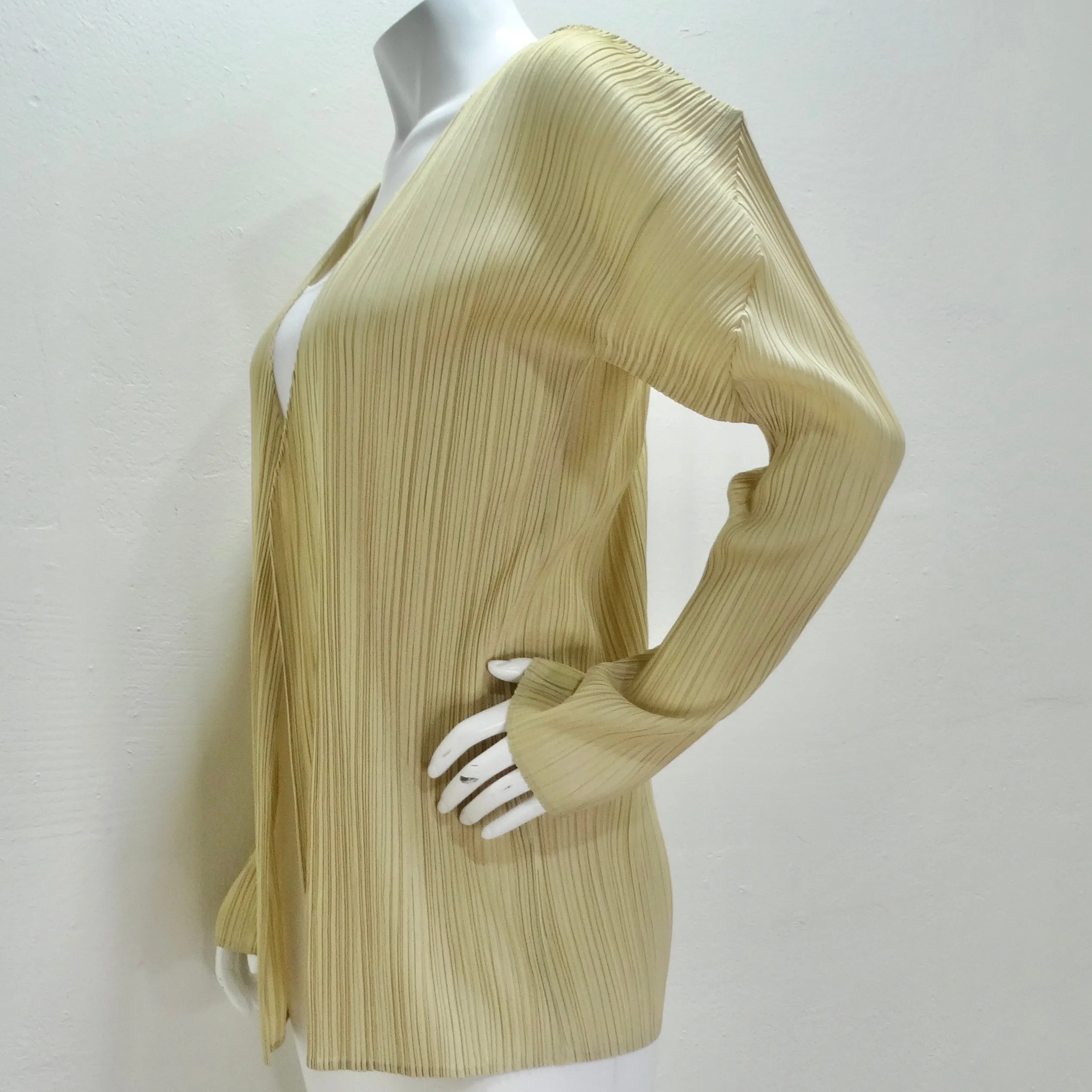 Issey Miyake 90s Pleats Please Cardigan and Shawl Set Neutral Brown