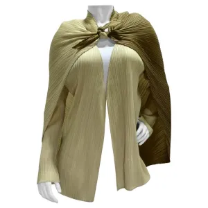 Issey Miyake 90s Pleats Please Cardigan and Shawl Set Neutral Brown