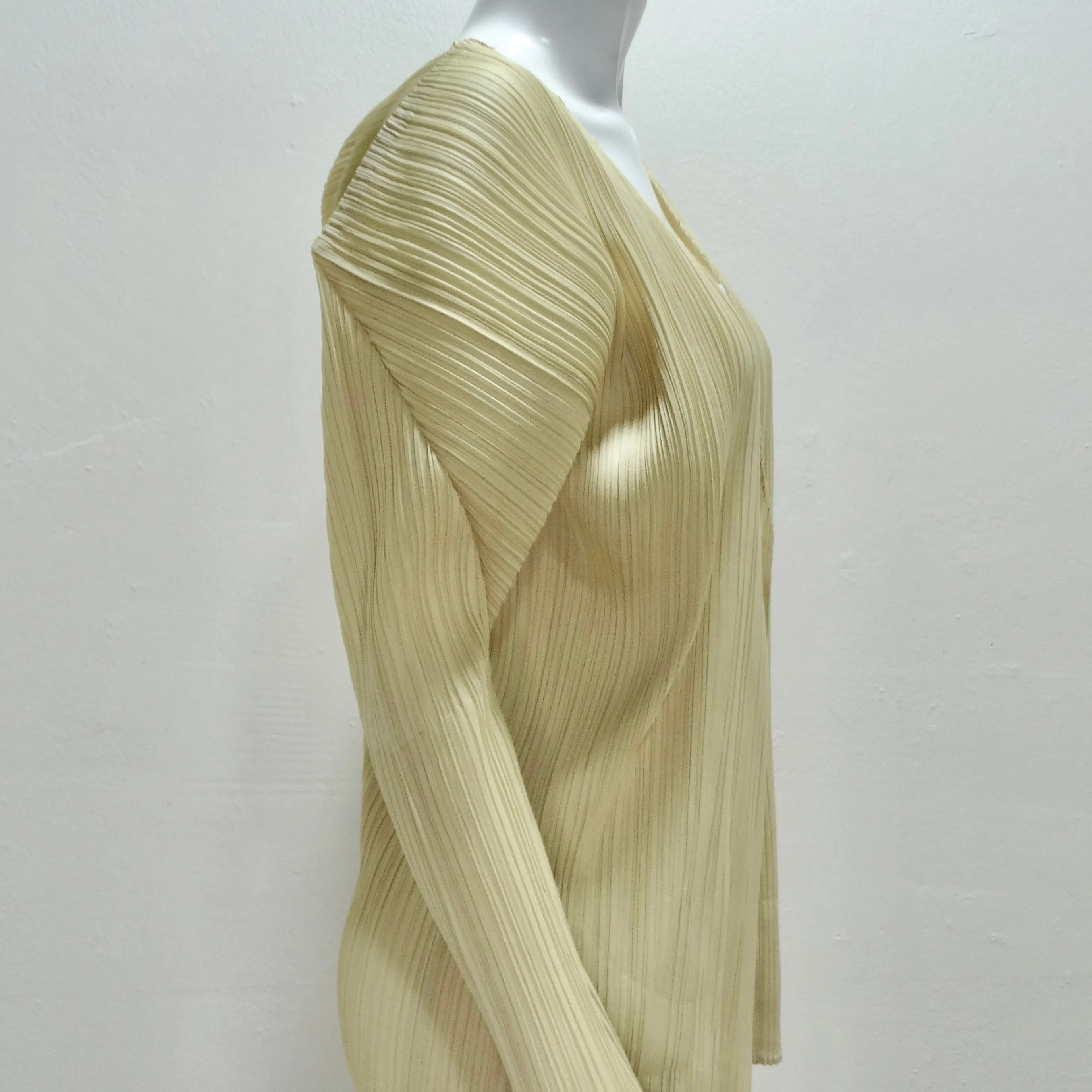 Issey Miyake 90s Pleats Please Cardigan and Shawl Set Neutral Brown
