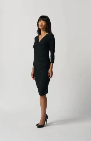 Joseph Ribkoff Black Three-Quarter Sleeve Wrap Dress