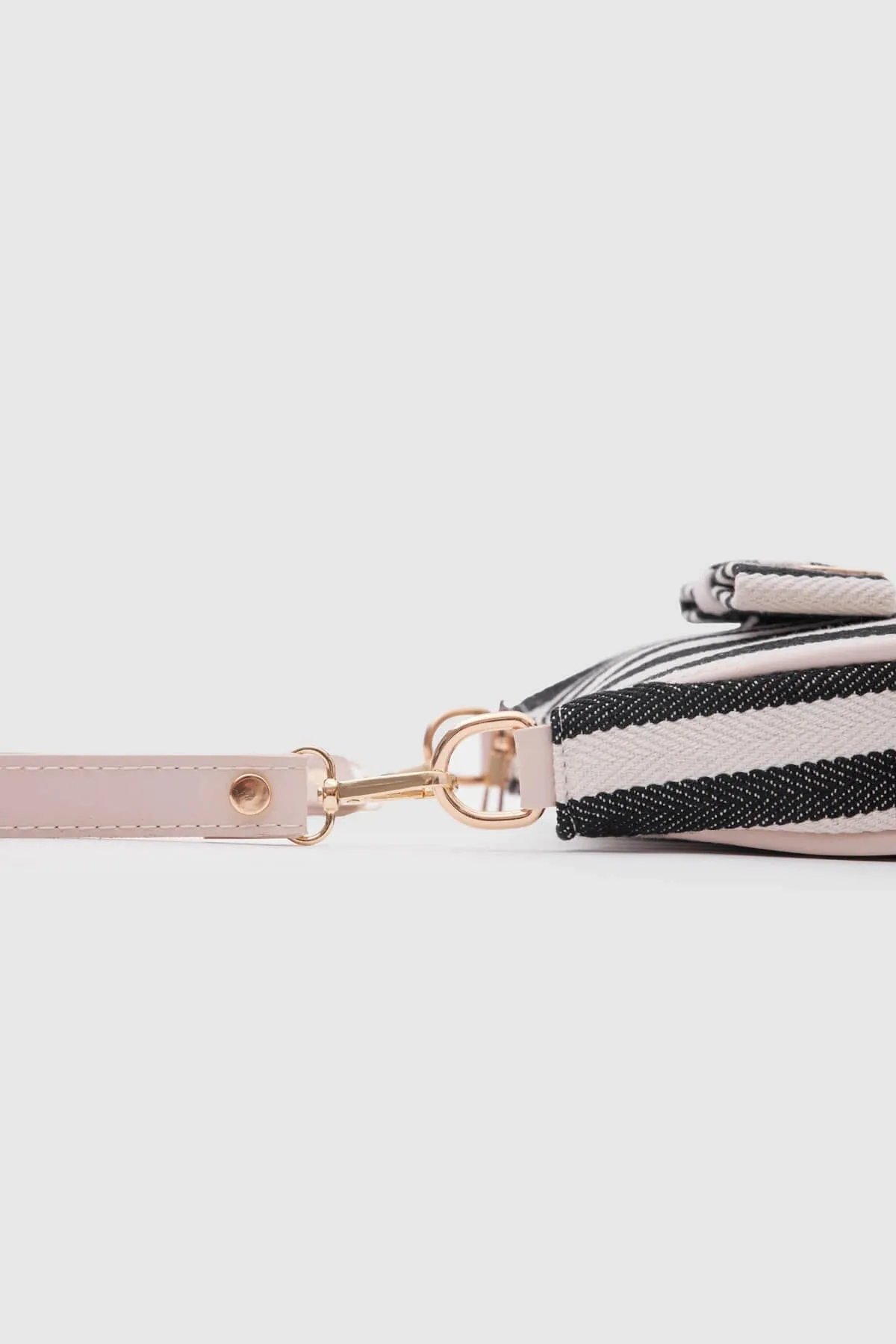 Kate Black Buckled Denim Baguette Bag
