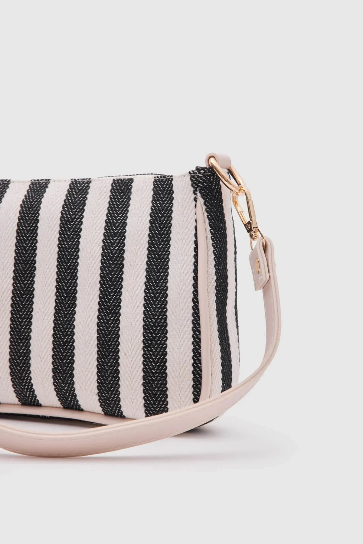 Kate Black Buckled Denim Baguette Bag