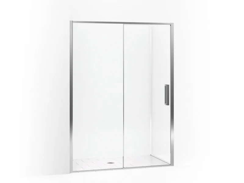 KOHLER K-706091-L Torsion Frameless sliding shower door with return panel, 77" H x 57-1/2 - 59-1/16" W, with 5/16" thick Crystal Clear glass
