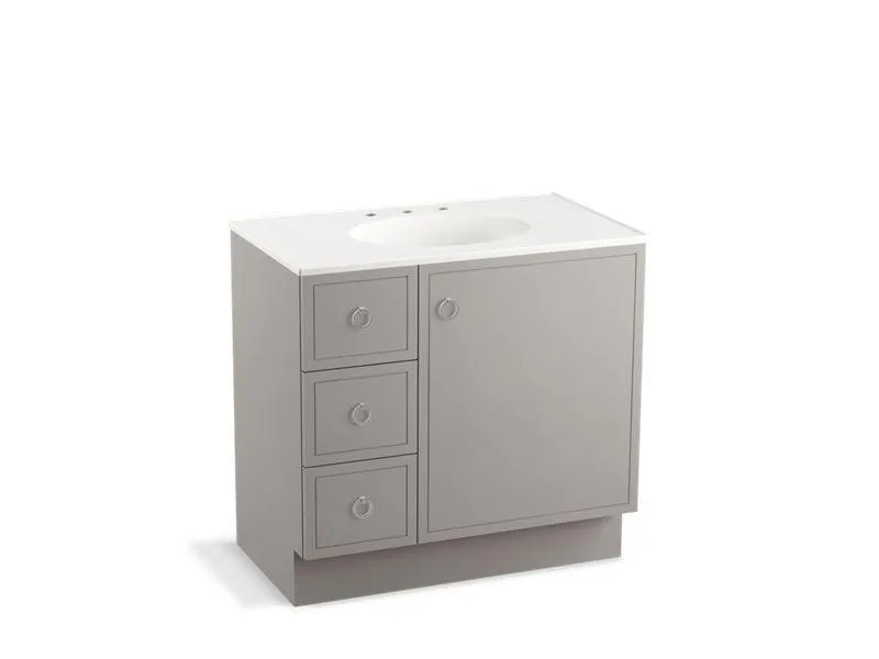 KOHLER K-99507-TKL-1WA Jacquard 36" bathroom vanity cabinet with toe kick, 1 door and 3 drawers on left