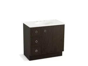 KOHLER K-99507-TKL-1WA Jacquard 36" bathroom vanity cabinet with toe kick, 1 door and 3 drawers on left