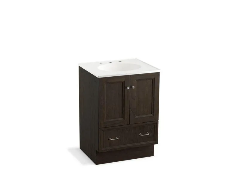 KOHLER K-99514-TK-1WA Damask 24" bathroom vanity cabinet with toe kick, 2 doors and 1 drawer