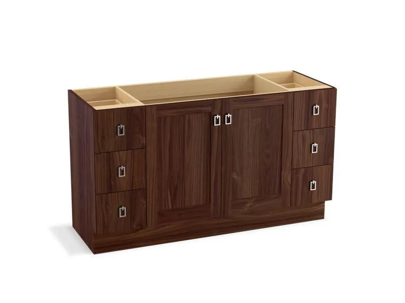KOHLER K-99536-TK-1WA Poplin 60" bathroom vanity cabinet with toe kick, 2 doors and 6 drawers