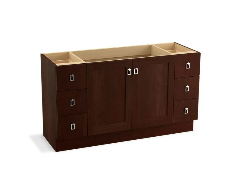 KOHLER K-99536-TK-1WA Poplin 60" bathroom vanity cabinet with toe kick, 2 doors and 6 drawers