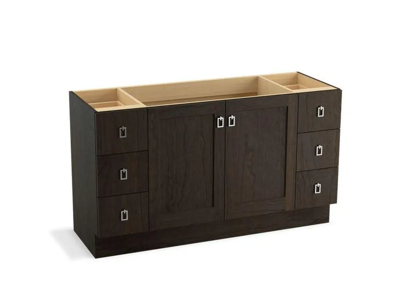 KOHLER K-99536-TK-1WA Poplin 60" bathroom vanity cabinet with toe kick, 2 doors and 6 drawers