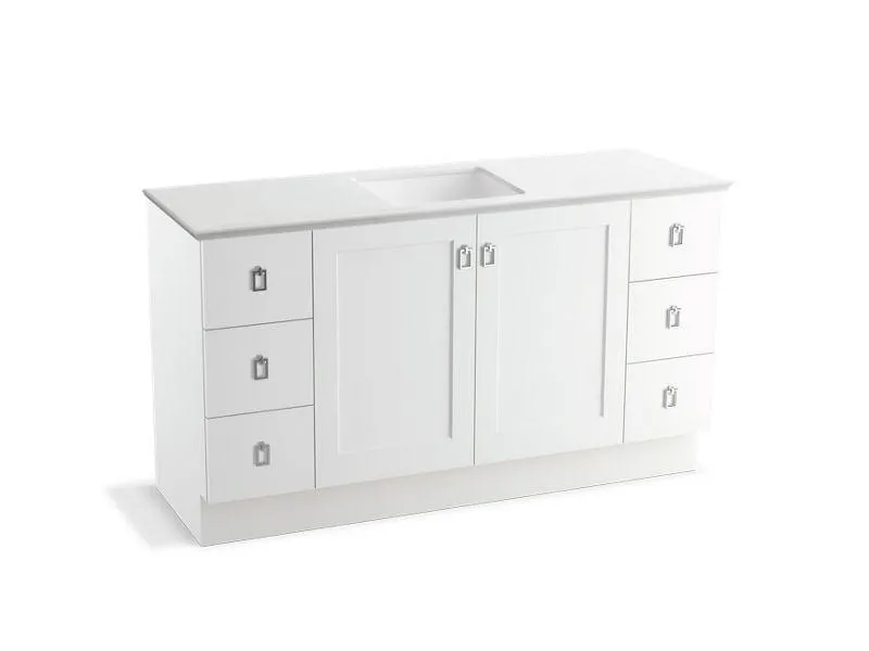 KOHLER K-99536-TK-1WA Poplin 60" bathroom vanity cabinet with toe kick, 2 doors and 6 drawers