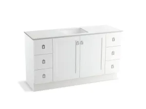 KOHLER K-99536-TK-1WA Poplin 60" bathroom vanity cabinet with toe kick, 2 doors and 6 drawers