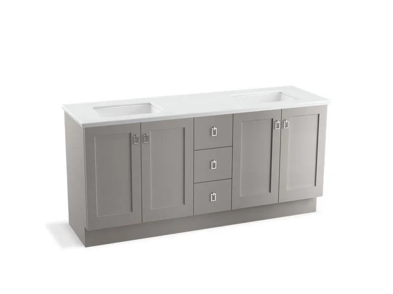 KOHLER K-99538-TK-1WA Poplin 72" bathroom vanity cabinet with toe kick, 4 doors and 3 drawers