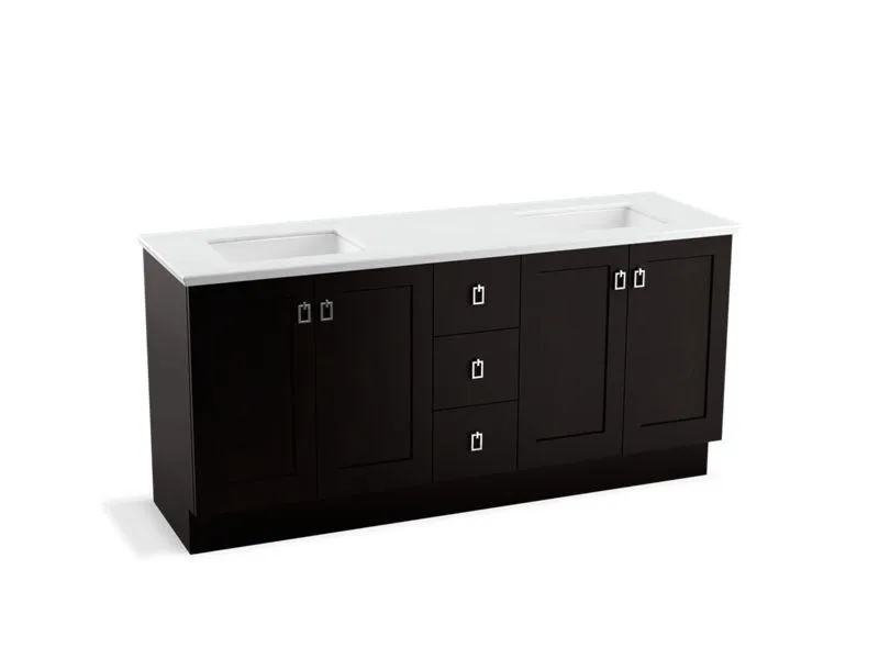 KOHLER K-99538-TK-1WA Poplin 72" bathroom vanity cabinet with toe kick, 4 doors and 3 drawers