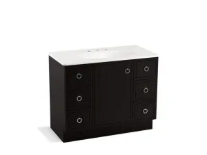 KOHLER K-99564-TK-1WA Jacquard 42" bathroom vanity cabinet with toe kick, 1 door and 6 drawers
