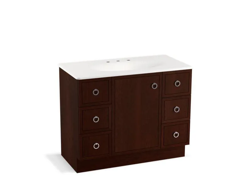 KOHLER K-99564-TK-1WA Jacquard 42" bathroom vanity cabinet with toe kick, 1 door and 6 drawers