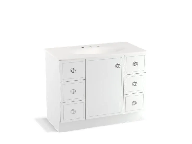 KOHLER K-99564-TK-1WA Jacquard 42" bathroom vanity cabinet with toe kick, 1 door and 6 drawers