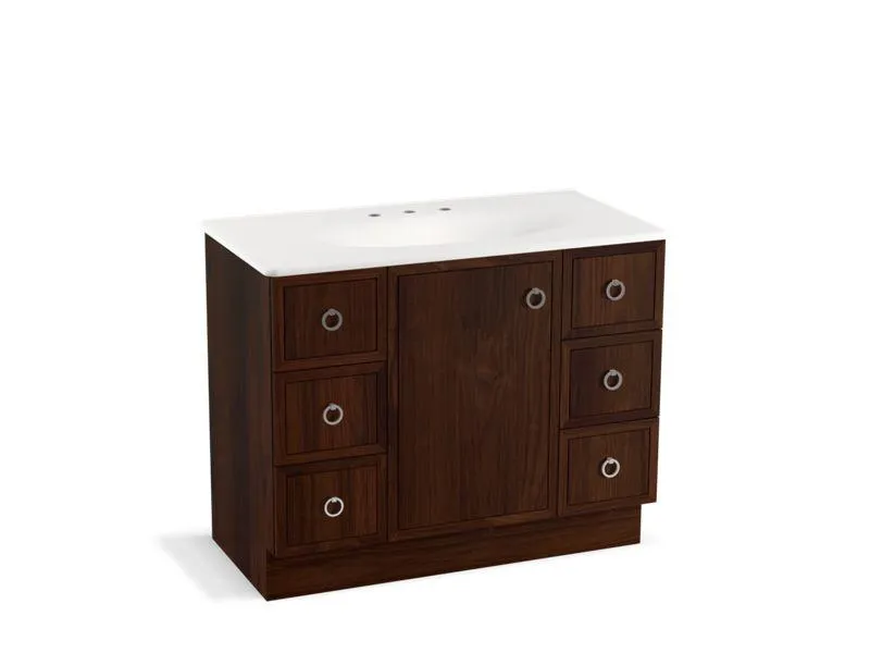 KOHLER K-99564-TK-1WA Jacquard 42" bathroom vanity cabinet with toe kick, 1 door and 6 drawers