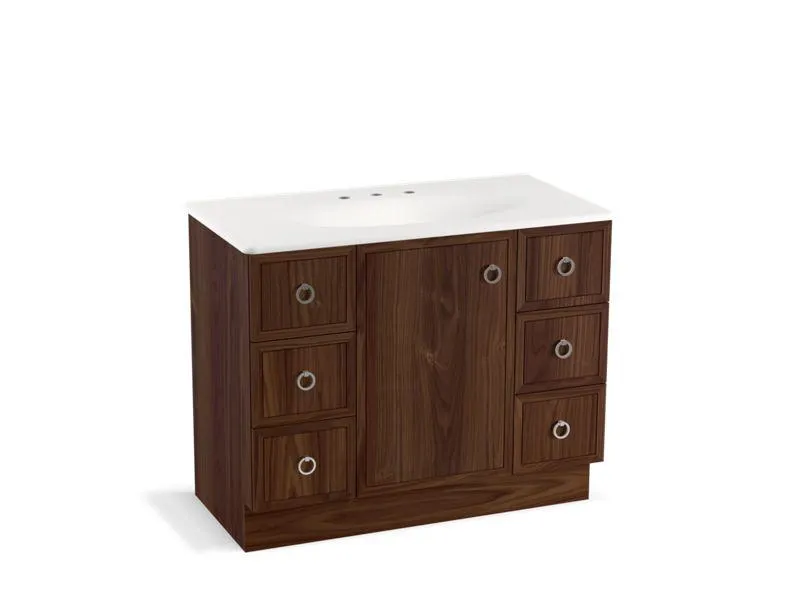 KOHLER K-99564-TK-1WA Jacquard 42" bathroom vanity cabinet with toe kick, 1 door and 6 drawers