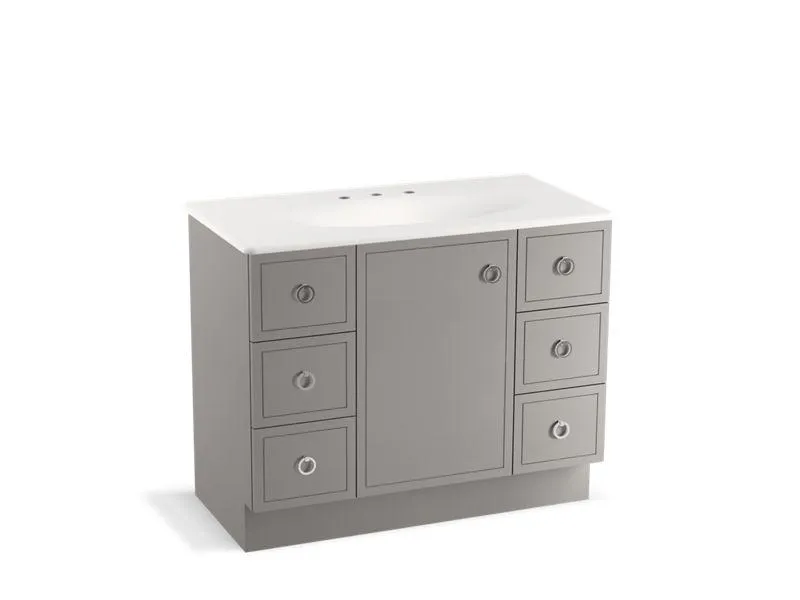 KOHLER K-99564-TK-1WA Jacquard 42" bathroom vanity cabinet with toe kick, 1 door and 6 drawers