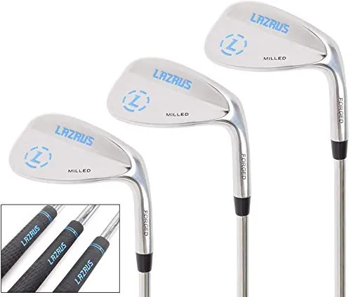 LAZRUS Forged Golf Wedge Set for Men - 52 56 60 Degree Golf Wedges   Milled Face for More Spin - Great Golf Gift (Silver Left Handed, LH, Silver 52,56,60 Set)
