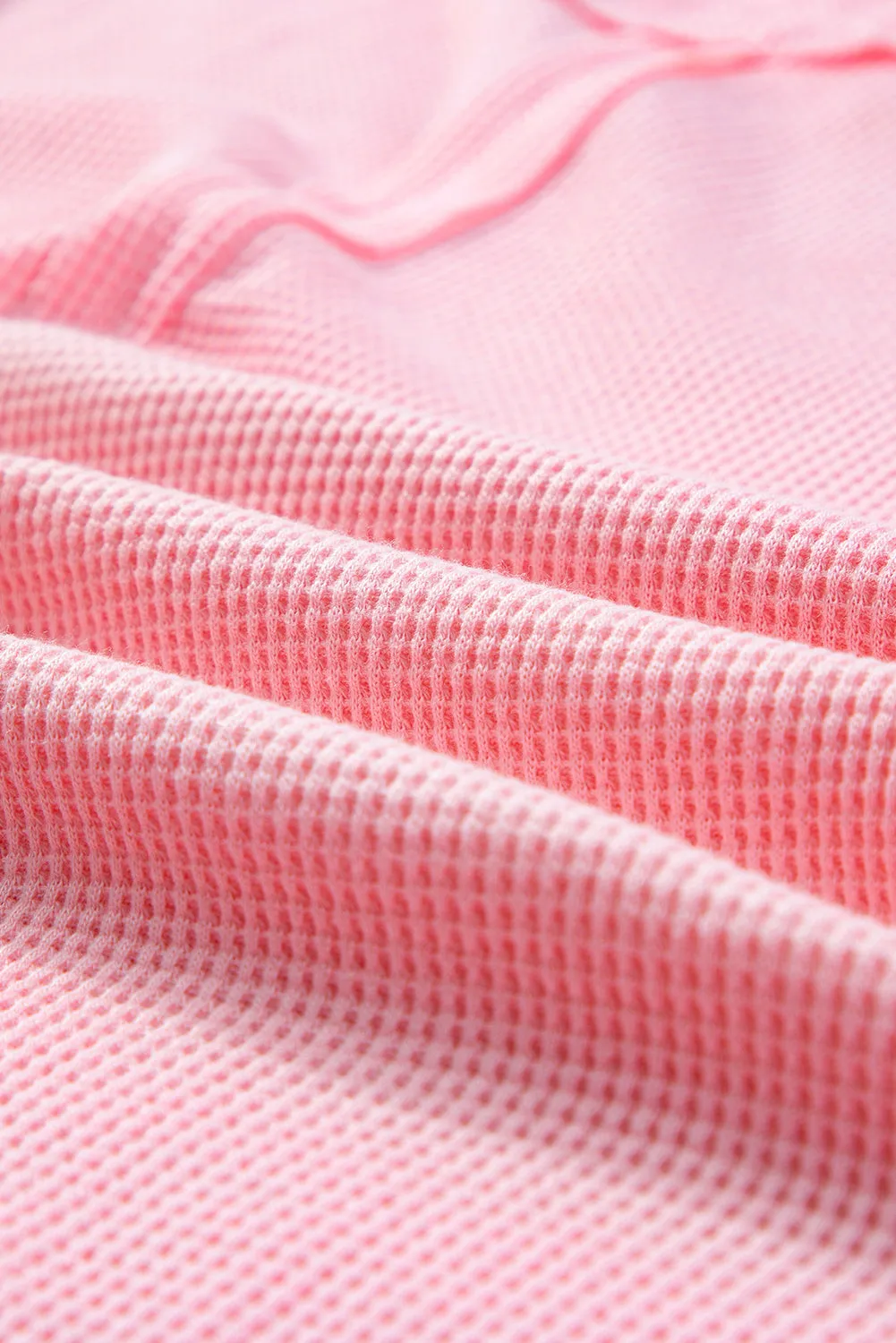 Light Pink Waffle Knit Oversize Tee and Shorts Set