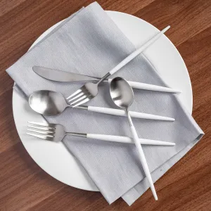 Mazzy White-Handle 20-Piece Flatware Set
