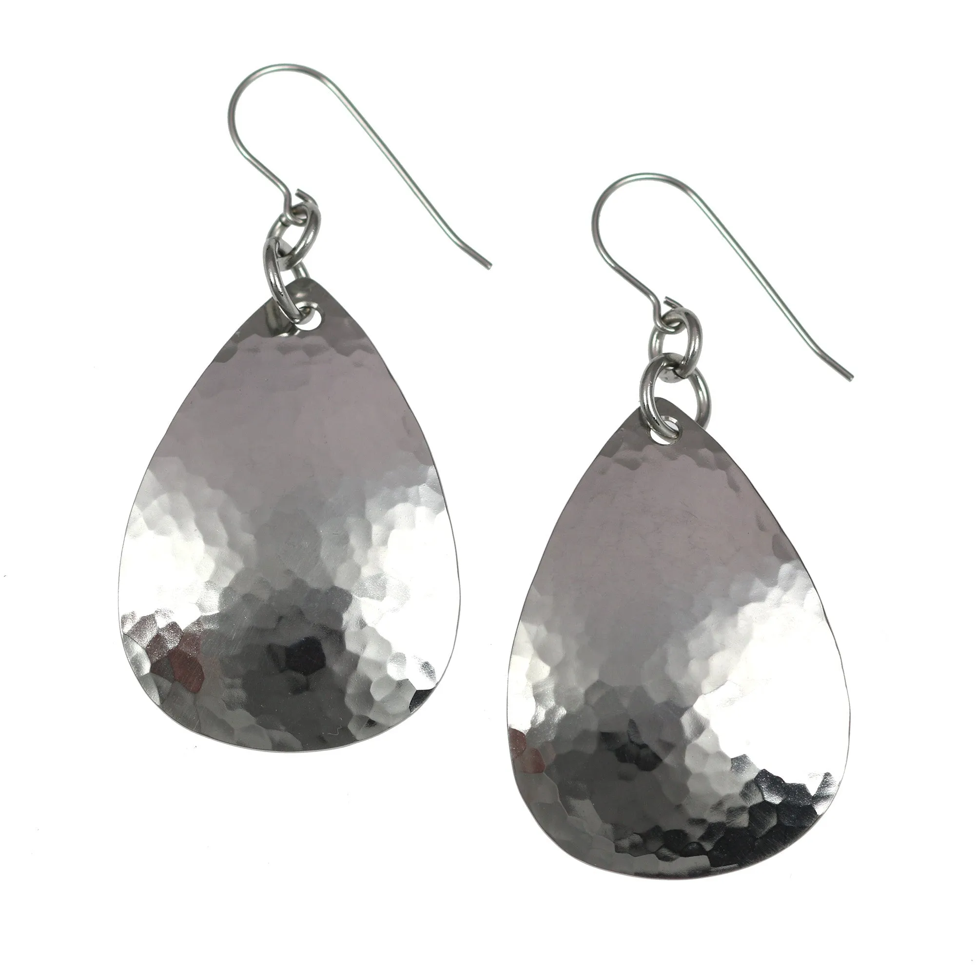 Medium Hammered Stainless Steel Teardrop Earrings
