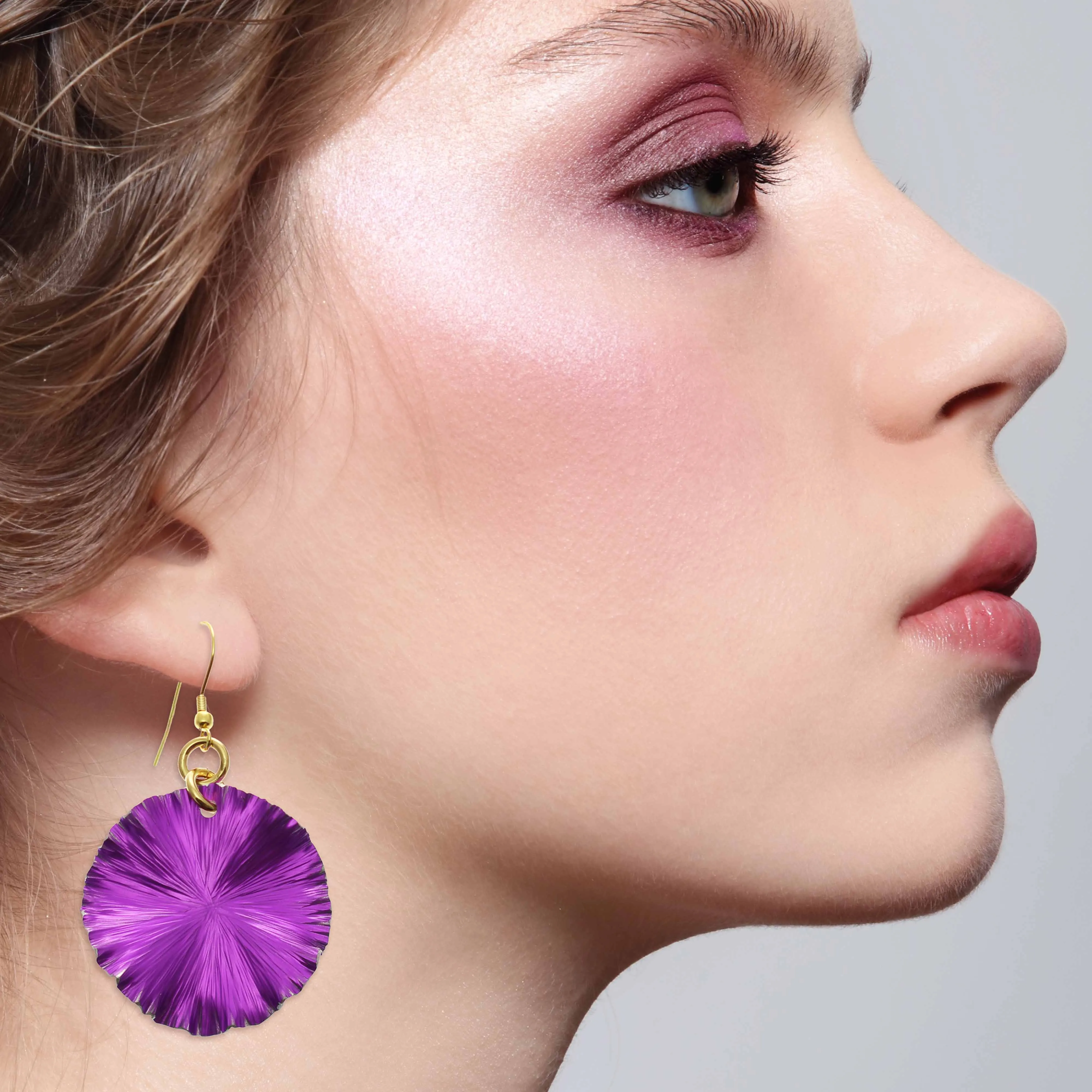 Medium Violet Anodized Aluminum Lily Pad Earrings