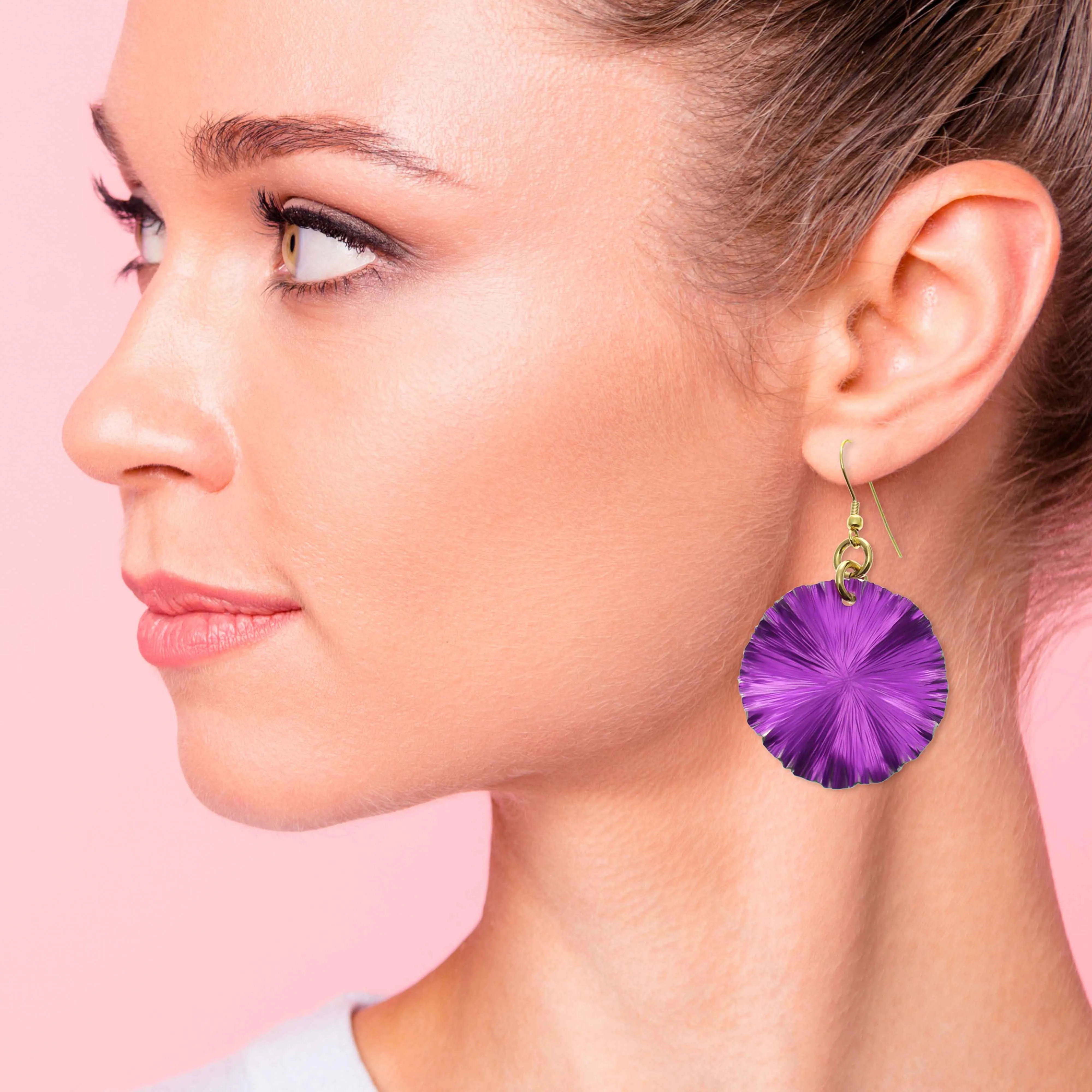 Medium Violet Anodized Aluminum Lily Pad Earrings