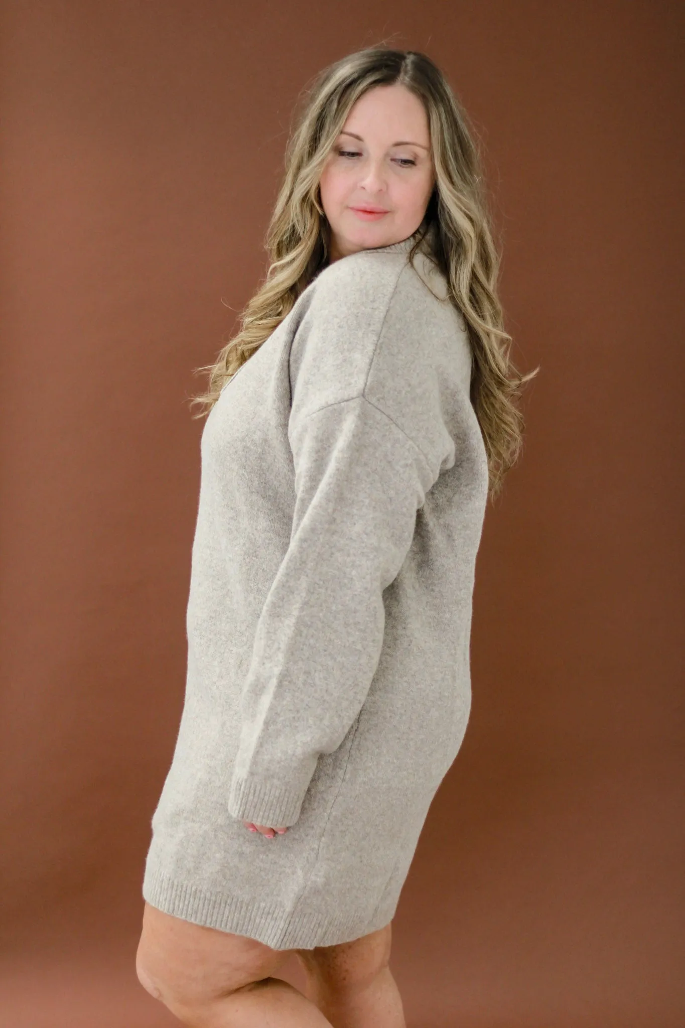 Memories of You Sweater Dress in Mocha