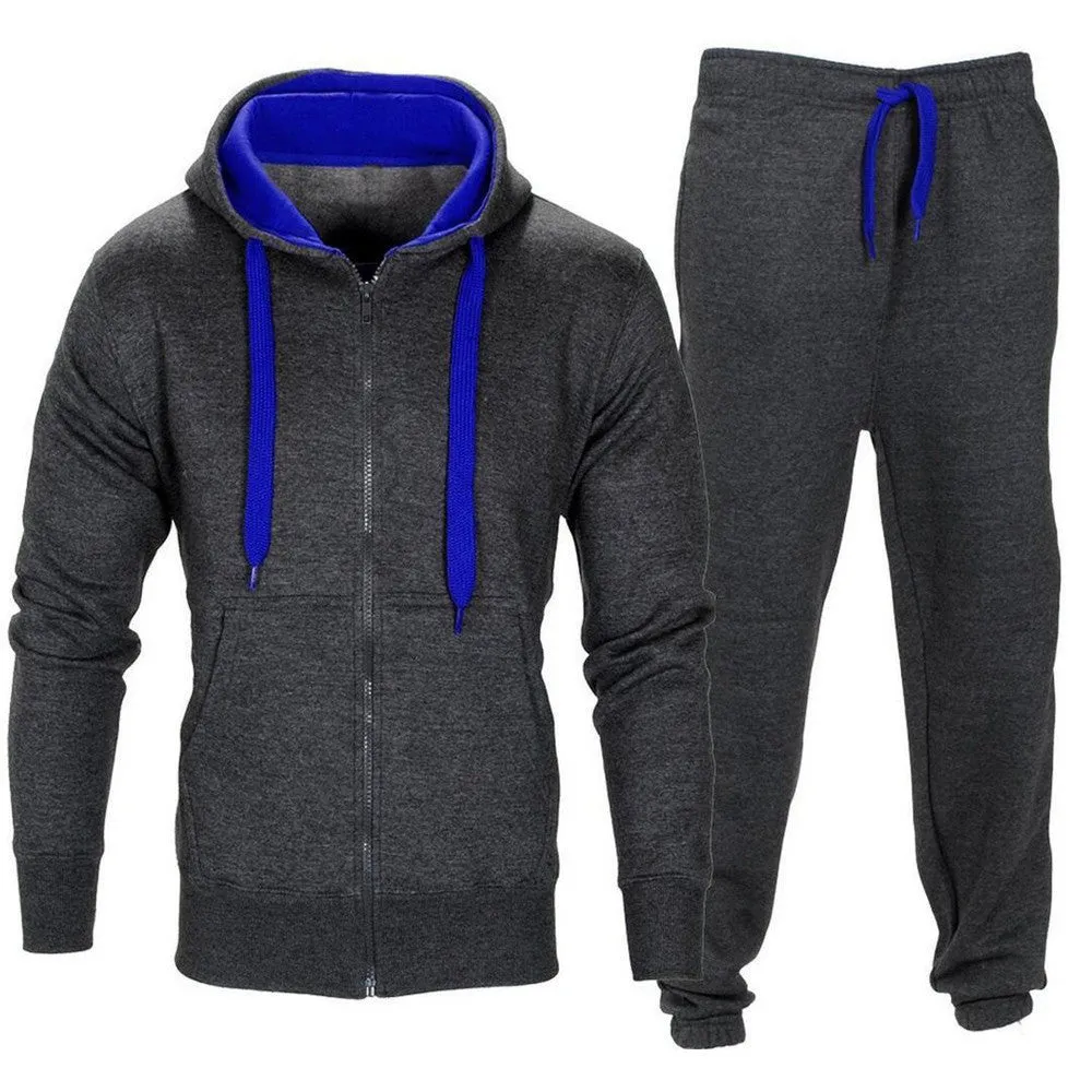 Men Stretchy Trousers Hooded Coat Jacket Pants