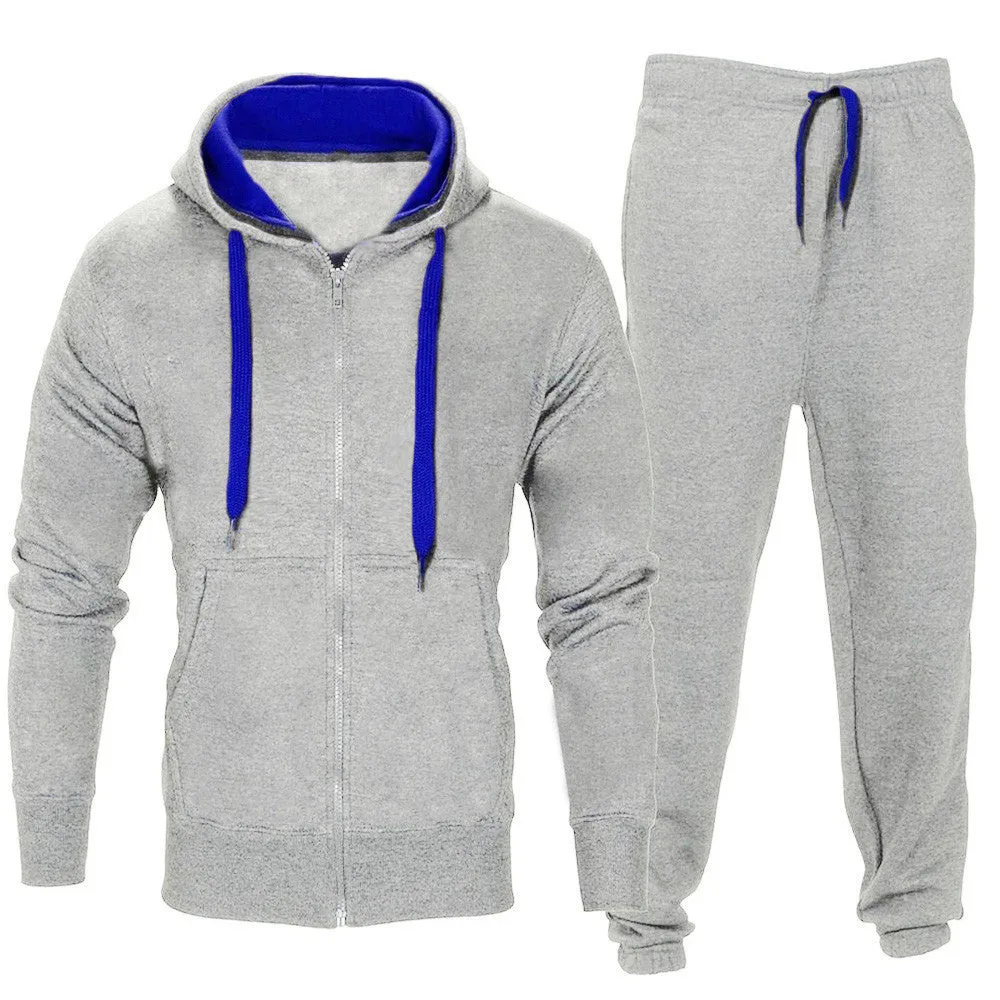 Men Stretchy Trousers Hooded Coat Jacket Pants
