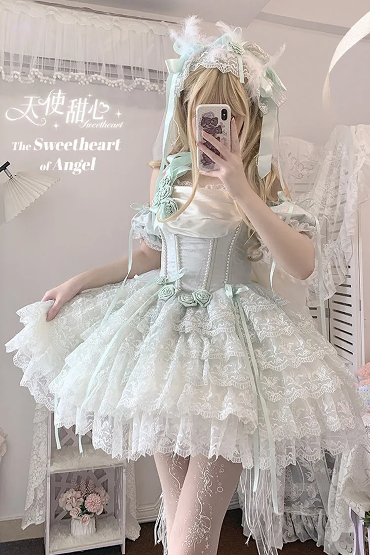Mint Green Angel Sweetheart Multi-Layered Lace Sweet Princess Ballet Lolita Dress