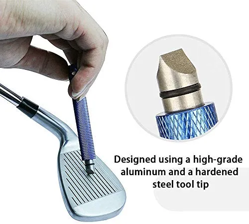 MUZHI Golf Club Groove Sharpener (2 Pack) Re-Grooving Tool and Cleaner for Wedges & Irons - Generate Optimal Backspin - Suitable for U & V-Grooves
