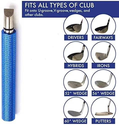 MUZHI Golf Club Groove Sharpener (2 Pack) Re-Grooving Tool and Cleaner for Wedges & Irons - Generate Optimal Backspin - Suitable for U & V-Grooves
