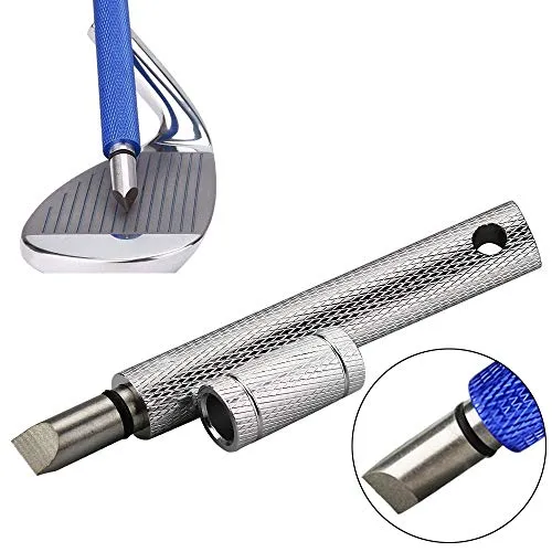 MUZHI Golf Club Groove Sharpener (2 Pack) Re-Grooving Tool and Cleaner for Wedges & Irons - Generate Optimal Backspin - Suitable for U & V-Grooves