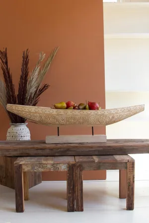 Natural Wooden Boat Decor on a Base