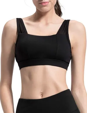 New with tags! Queenie Ke Women's Medium Support Cross Strappy Wirefree Yoga Sports Bra, Sz M 8/10, Black!
