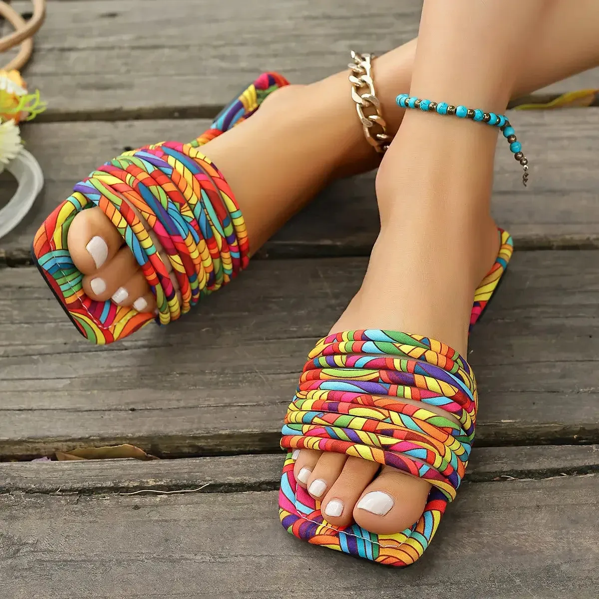 Open Toe Flats Sandals