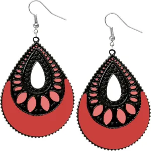 Orange Coral Triple Hoop Gemstone Earrings