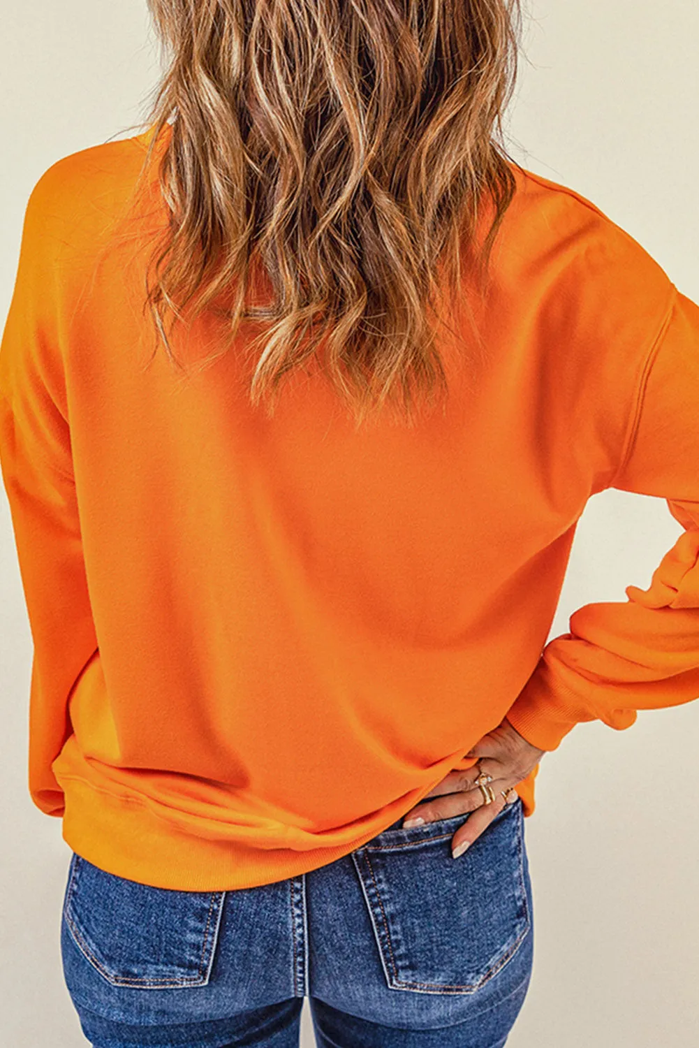 Orange FALL VIBES Chic Pumpkin Graphic Sweatshirt