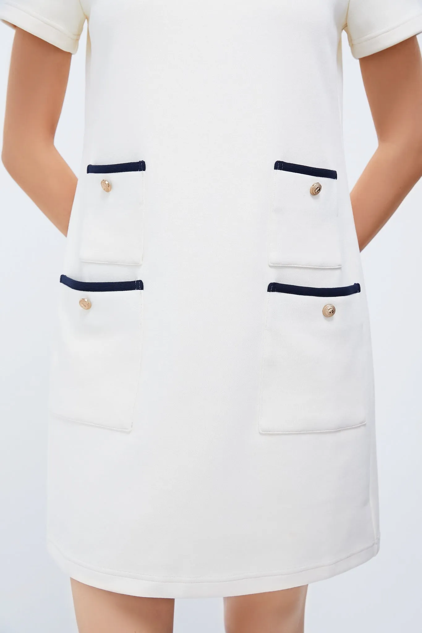 Pearl White Short Sleeve Francoise Dress